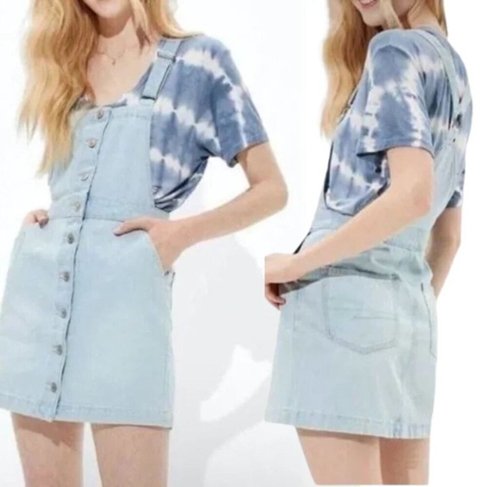 American Eagle Jean Denim Jumper Overalls Summer Dress Women's S